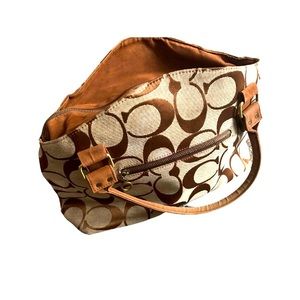 Large Grandmacore Coach Signature Print‎ Brown Tan Satchel Purse